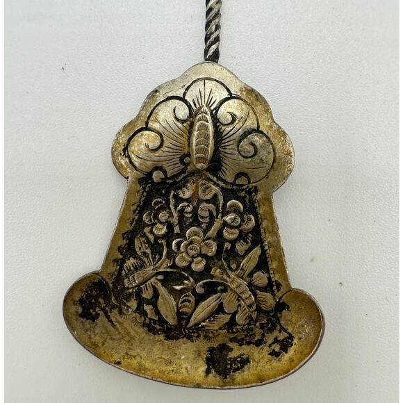 Antique silver plated insects flowers tea leaves caddy sugar salt spoon - Picture 2 of 8